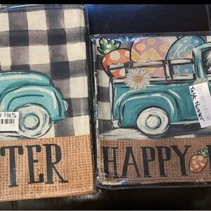 8 Easter and Happy Truck Decorative table placemats and 1 table runner